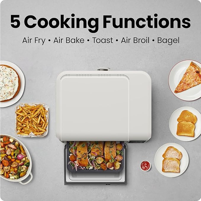 Chefman Air Fryer Toaster Oven Combo, 15 Qt. Countertop Oven for Quick & Healthy Meals, Bake, Broil, Air Fry, Toast, and Bagel Functions, 450°F Max Temp, 4 Slice Toaster Oven Air Fryer Combo – White