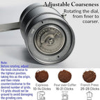 CAMPINGMOON Manual Coffee Grinder Coffee Mill Camping Stainless Steel Portable Small CC-115