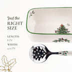 Spode Christmas Tree Cranberry Sauce Serving Dish with Slotted Spoon (8"x 4.25") - Rectangular Holiday Server with Holiday Motif - Dishwasher, Microwave, Freezer Safe Serveware for Entertaining