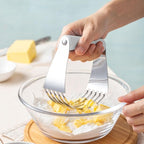Spring Chef Professional White Dough Blender For Baking, Dough Cutter Tool, Stainless Steel Puff Pastry Cutter Tool with Sharp Blades, Dishwasher Safe Pastry Blender for Easy Mixing - Large Size