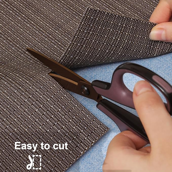 Myir JUN Placemats Set of 6, Vinyl Woven Placemats Place Mats Indoor Washable Table Mats Non-Slip Place mats for Dining Table (Coffee, Set of 6)