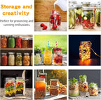 Regular Mouth Glass Mason Jars 16 oz, 6 Pack Glass Canning Jars with Metal Airtight Lids and Bands and Measurement Marks, for Canning, Preserving, Overnight Oats, Jam, Jelly, Food Storage, DIY etc