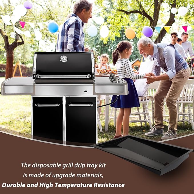 67767 Grease Tray for Weber Grill Parts Genesis 300 Series with Side Control Knob(2007-2010), 67758 Grill Drip Pan for Weber Genesis E-310 E-320 Gas Grills Replacement Parts