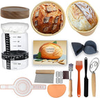 Complete Sourdough Starter Kit, Glass Sourdough Starter Jar Kit & Sourdough Bread Baking Supplies - Sourdough Starter Kit Includes Sourdough Jar, Silicone Bread Proofing Bowl & More (yellow, 10 inch)