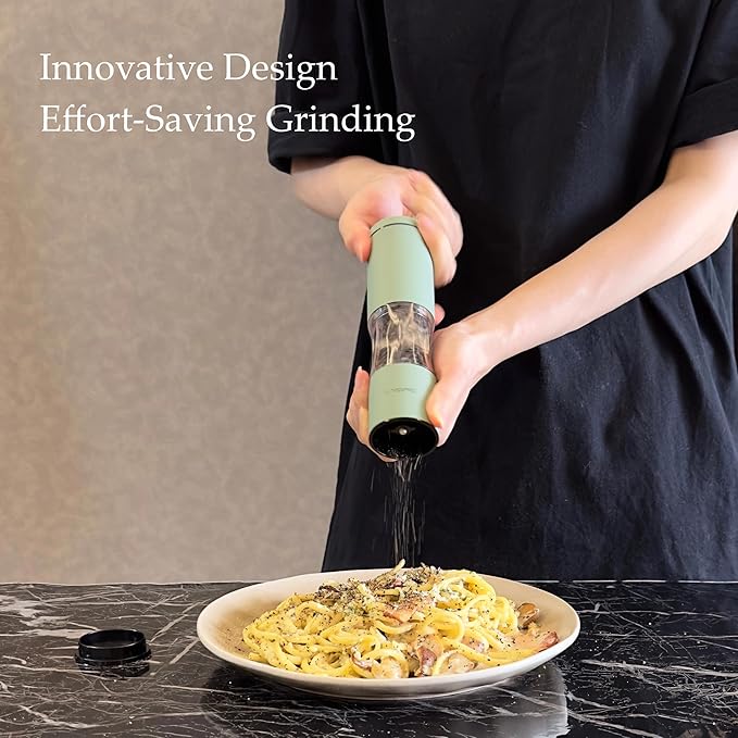 Salt and Pepper Grinder Set with Adjustable Coarseness | Manual Pepper Mill Grinder with Refillable Design | Ceramic Core | Kitchen Essential (2 Packs, Sage)