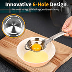 Stainless Steel Egg Yolk White Separator for Raw Eggs,6-Hole Design, Quick Egg Yolk & White Separation, Kitchen Tool for Cooking & Baking