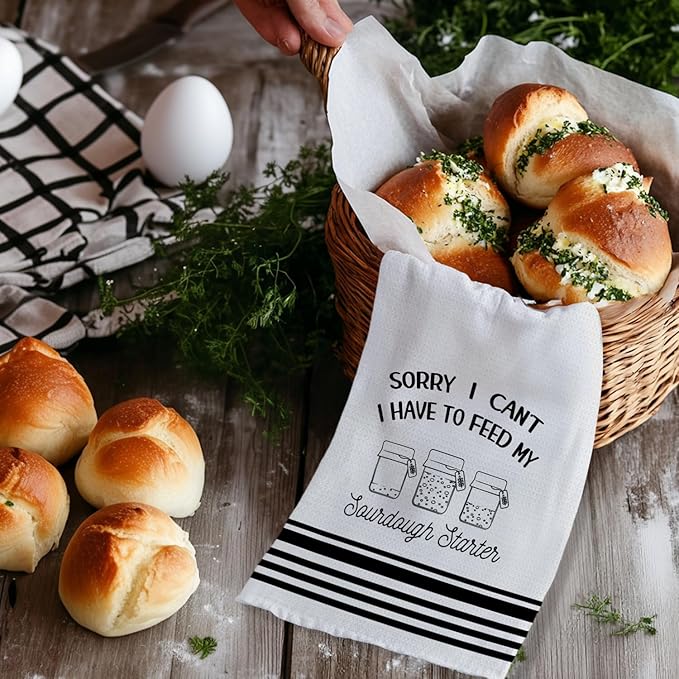 Funny Sourdough Baking Kitchen Towels, Gifts for Sourdough Bakers Tea Dish Towels for Kitchen, Baking Lover Gifts Decorative Hand Towels, 16x24 Inch