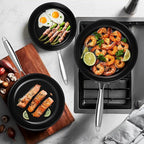 Stainless Steel Frying Pan Set, Titanium Ceramic 10” and 12” Non Stick Frying Pan Skillet Set with Lids, No Toxic Nonstick Egg Omelet Cooking Pan Set, Induction Compatible, PFAS&PTFE Free