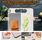 Titanium Cutting Board Professional Double - 2 in 1 Cutting Boards For Kitche, Pure Titanium and Wheat Straw PP, Double Sided 14.4 x 9.8 Inch - Dishwasher Safe, for Fruits, Meat, Vegetables, Camping