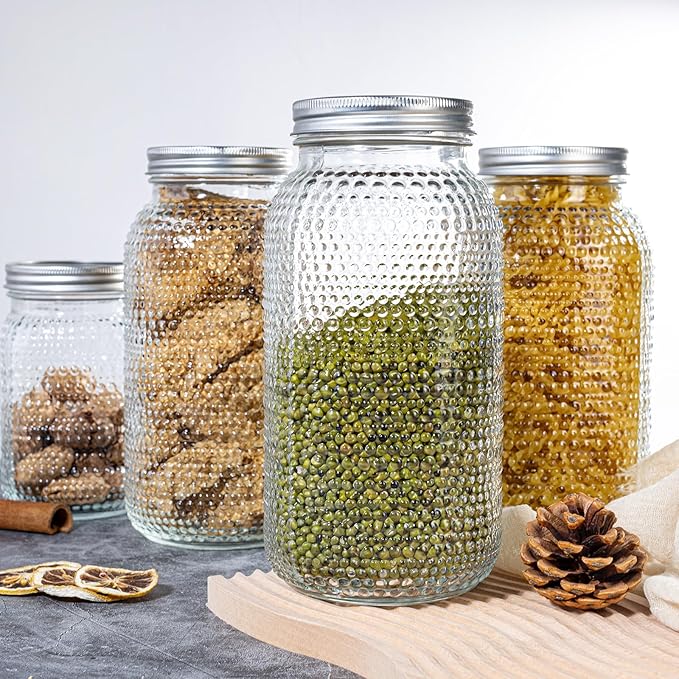 WELLIFE 1 Pack 64 oz Mason Jars Wide Mouth,Large Mason Jars for Pickling, Canning, Fermenting and Food Storage, Microwave & Dishwasher Safe