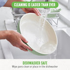 GreenLife 10 Piece Nonstick Pots & Pans Set, Detachable Handle & Stackable Cookware Set, Non Toxic PFAS-Free Skillets, Induction Kitchen Pans, Space Saving, Serving Bowls, Oven Safe, Sage Green