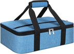 Insulated Casserole Carrier, Portable Casserole Carrier for Hot or Cold Food Lunch Tote Warmer or Cooler Bag, Lasagna Lunch Bag for Potluck Parties- Fits 9" x 13" Baking Dish-Azure