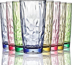 15Oz Unbreakable Tritan Drinking Glasses Shatterproof Acrylic Glasses Drinkware BPA Free Hard Plastic Cups Reusable Kitchen Water Glasses Drinking Set of 8 (4 Colors)