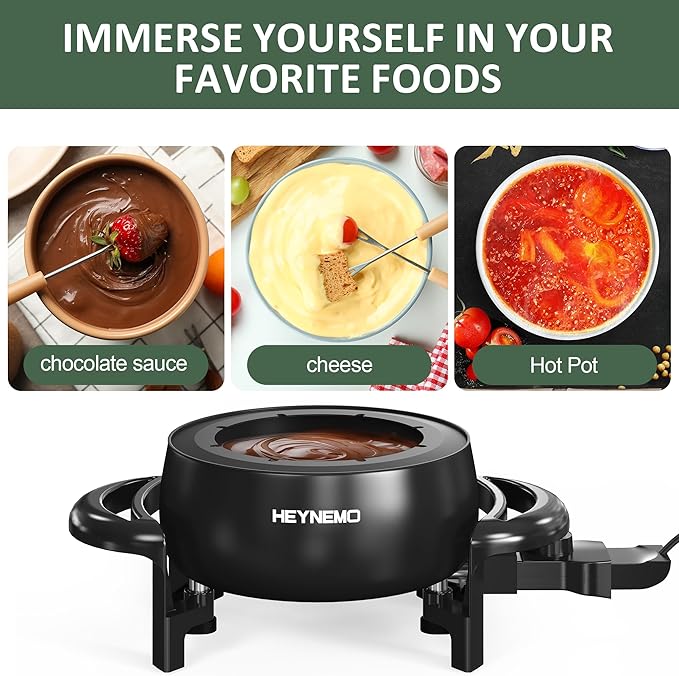 Electric Fondue Pot Set, 3 Quart Fondue Set for Melting Chocolate Cheese with 8 Color-Coded Forks, Adjustable Temp Control, 1000W Non-Stick Fondue Maker for Dessert, Broth and Oil
