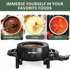 Electric Fondue Pot Set, 3 Quart Fondue Set for Melting Chocolate Cheese with 8 Color-Coded Forks, Adjustable Temp Control, 1000W Non-Stick Fondue Maker for Dessert, Broth and Oil