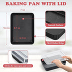 E-far Toaster Oven Baking Pan with Lid, 9.4 x 7 Inch Nonstick Stainless Steel Rectangle Cake Pan with Cover for Baking Small Brownies, Stainless Steel Core & Nonstick Coating, Non-toxic & Oven Safe