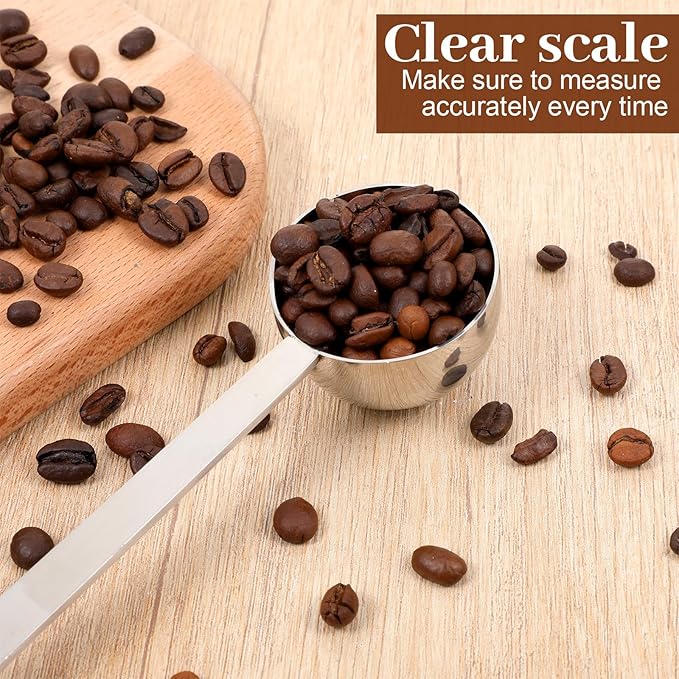18/8 Stainless Steel Coffee Scoo, Food Grade Metal Measuring Spoon 8.6 In Long Handle 2 Tbsp/ 30ml Metal Scooper Tablespoon for Beans Ground Sugar Powders Protein Powders Sugar