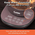 Titanium Hot Tea Maker Glass Electric Kettle with Infuser and Temperature Control,1.5L Tea Maker & 1500W Rapid Boiling,Programmable Control for your Favorite Teas and Coffee-Brown