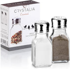 Salt and Pepper Shakers Glass Set, Clear Home and Kitchen Design with Stainless Steel Lids
