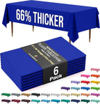 Party Solids 66% Thicker Premium Plastic Table Cloth Rectangle Table Cover 0.5 Mil 6 Pack Dark Blue Table Cloth 54 Inch x 108 Inch Disposable Tablecloth Won't Tear Easily Like Cheap Thin Brands