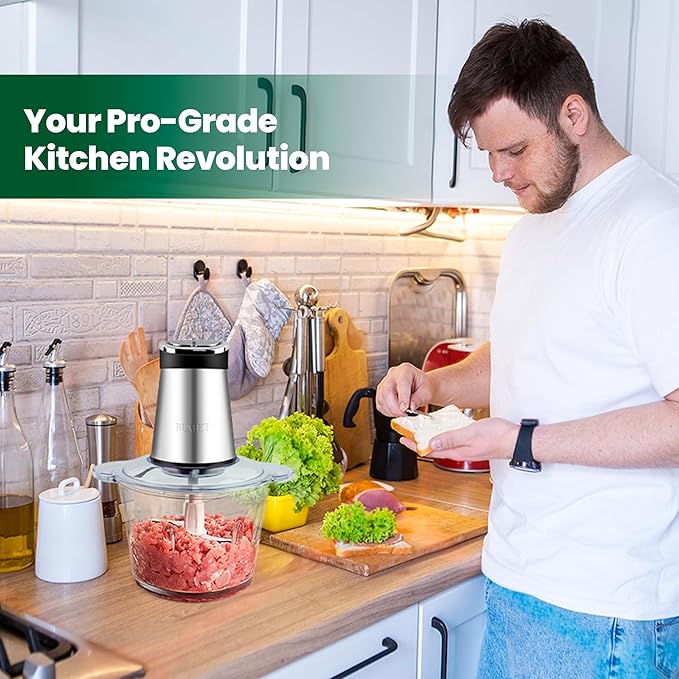 Electric Food Processor Meat Grinder 800W 2x12cups LED Timer Electric Food Chopper Vegetable chopper 3 layers 6 blades for Mincing Puree for home use kitchen aid for pet food,baby food