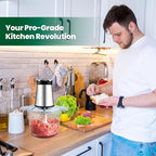 Electric Food Processor Meat Grinder 800W 2x12cups LED Timer Electric Food Chopper Vegetable chopper 3 layers 6 blades for Mincing Puree for home use kitchen aid for pet food,baby food