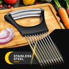 2025 Premium Onion Slicer, Stainless Steel Onion Holder for Slicing Onion, Kiwifruit, Tomatoes, Avocados, Eggs, Lemon, Meat, Third Generation Onion Cutter