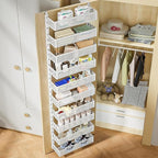 10-tier Over The Door Pantry Organizer with Mesh Baskets, Adjustable & Stable Hanging Spice Rack for Kitchen, Bathroom, Bedroom, and Baby Essentials Storage (16" W 10-Tiers, White)