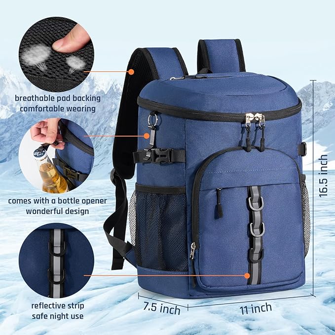 Cooler Backpack, Lightweight and Large Capacity Soft Backpack Cooler, Leak Proof Cooler Bag for Men Women