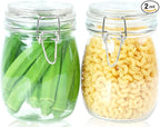Glass Jar With Airtight Lid 24 OZ 2 Pack Airtight Food Storage Containers Leakproof Wide Mouth Canister For Coffee Beans, Sugar, Canning, Candy, Cereal, Pickle, Cookies, Dried Fruits