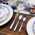 KEAWELL Premium Regal 20-Piece Silverware Set – 18/10 Stainless Steel Flatware with Tapered Column Handles, Dishwasher Safe and Perfect for Gifting or Formal Dining (20, Silver)