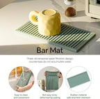 2PCS11.8 * 5.9in Green Bar Mat, Prevent Cups and Glasses from Sliding and Protect The Surface of The Table from Being Easily Damaged, Suitable for Bars, Home Bars and Coffee Bars