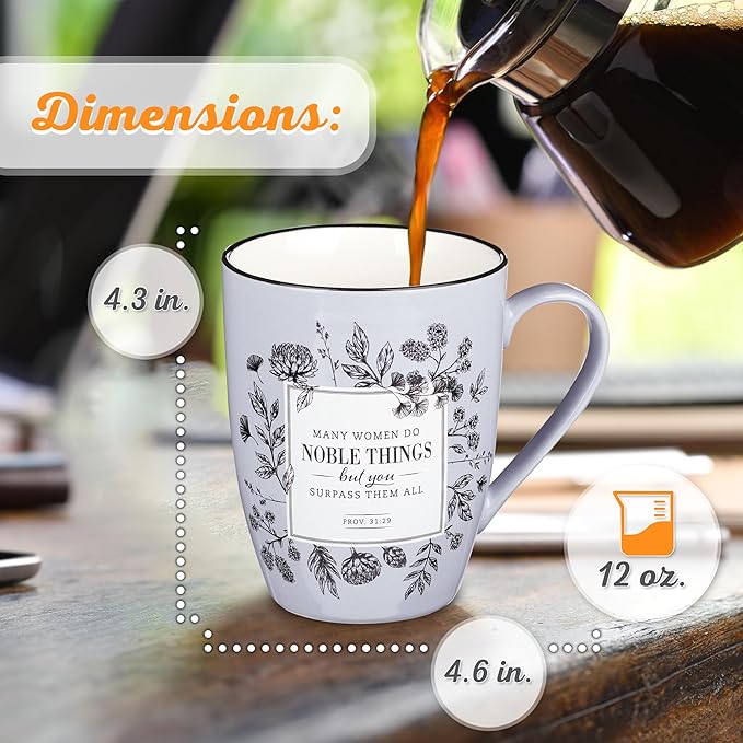 Christian Art Gifts Inspirational Microwave/Dishwasher Safe Coffee & Tea Scripture Mug: Many Women Do Noble Things Encouraging Proverb Bible Verse, Novelty Drinkware, Lavender Purple & White, 12 oz.