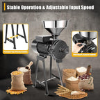 Grain Mill Grinder, 1500W Electric Grinder Mill Machine, Dry Feed Flour Grain Grinders Machine with Adjustable Input Material Speed & Adjustable Output Thickness for Grinding Various Dry Items
