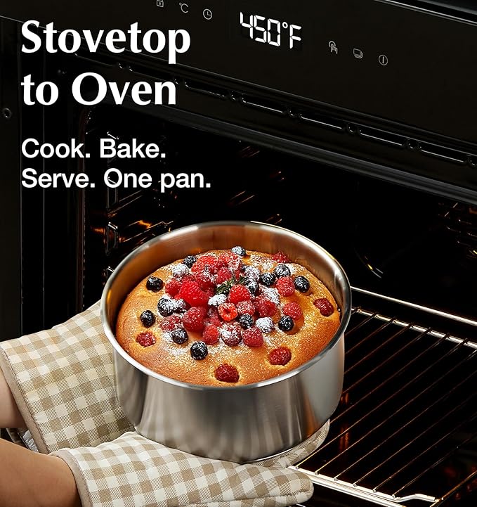 KOCH SYSTEME CS Stainless Steel Cookware Set, 18/10 Stainless Steel Pots and Pans Set 11PCS, Detachable Handle Pots and Pans for Easy Storage, Removable Handle Cooking Set, Induction Compatible