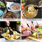 P&P CHEF Silicone Cooking Utensils Set of 7, Heat-proof Kitchen Utensils Set for Nonstick Cookware, Non-stick Spatula, Slotted Turner, Soup Ladle, Pasta Server, Spoon for Cooking Serving - Black