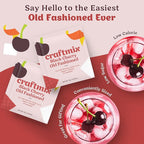 Craftmix Black Cherry Old Fashioned Mix, Makes 12 Drinks, Bourbon and Whiskey Cocktail Mixer, Instant Skinny Cocktail and Mocktail Mix - With Real Fruit - Vegan Low Carb, Low Sugar, Non-GMO