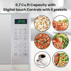 Total Chef 0.7 Cu Ft Microwave Oven - Stainless Steel Compact Style Microondas, Smart Countertop Kitchen Appliance With Digital Touch Use, Pre-Set Function, 10" Turntable, Easy To Use Horno, 700 watt