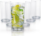 Zulay Kitchen Acrylic Plastic Glasses Drinkware - 6 Piece Unbreakable Plastic Tumblers - BPA-Free, Reusable Plastic Drinking Glasses for Home & Outdoors - Lead-Free & Dishwasher Safe - (24 oz)