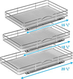 Pull Out Cabinet Organizer for Spices, Cans - Heavy Duty with Lifetime Limited Warranty- Pull Out Spice Rack- Cabinet Pull Out Shelf for Cans,Dishes, Etc, 18-3/8"Wx 10-1/2"D x 2-3/4” H, Chrome