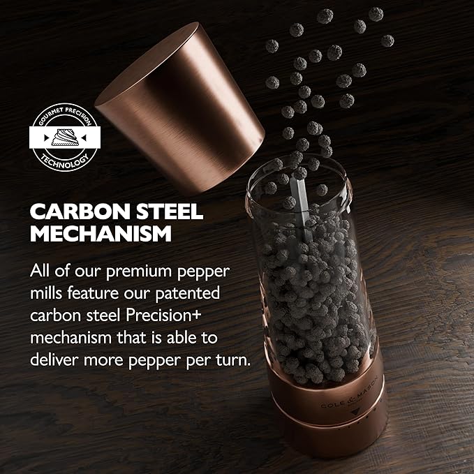 COLE & MASON Derwent Pepper Grinder - Copper Mill Includes Gourmet Precision Mechanism and Premium Peppercorns