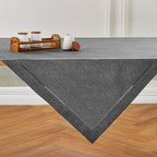 Solino Home Linen Tablecloth 52 x 52 Inch - 100% Pure Linen Charcoal Grey Square Tablecloth - Milan Hemstitch, Machine Washable Table Throw for Fall, Autumn, Halloween