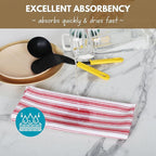 Native Fab 100% Cotton Red Kitchen Towels - 16x26 inches - Set of 4 - Basket Weave Stripe Dish Towels for Cleaning, Drying Dishes, Absorbent Dish Cloths Set with Hanging Loop - Red White