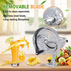 Hakka Commercial Vegetable Slicer Manual Fruit Slicer Potato Tomato Slicing Machine Onion Slicers Stainless Steel Vegetable Cutter for Potato Lemon Tomato Onion, 0.2-10mm Thickness Adjustable