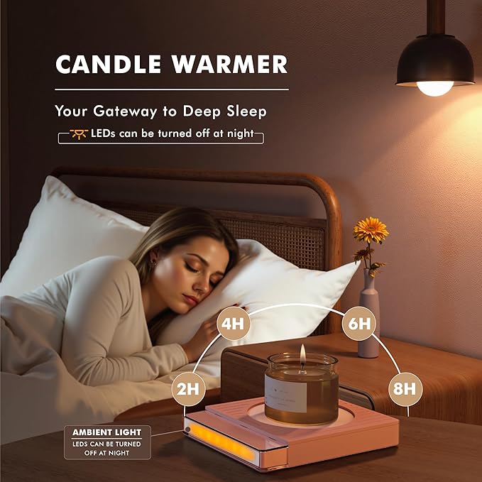 2026 New Smart Coffee Mug Warmer for Desk, Electric Cup Warmer with Auto Shut Off & Timer, 4 Temp Settings, Fast Heating Plate for Coffee, Tea, Candle Warmer, Smart Gift for Office & Home Use(Pink)