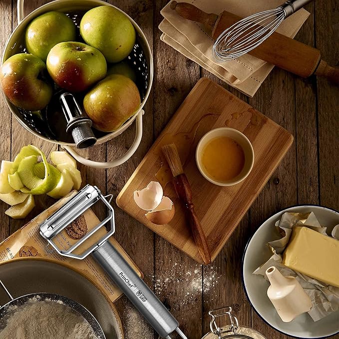 PrinChef Vegetable Peeler, 3 in 1 Versatile Y Potato Peeler for Kitchen| Ultra Sharp Julienne Peeler with Anti-Slip Handle | Stainless Steel No-Rust Veggie Peeler, Heavy Duty