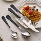 20-Pieces Black Silverware Sets for 4,Black Handle Stainless Steel Cutlery Set, Include Forks Spoons and Knives Set, Dishwasher Safe Utensil Sets for Home Restaurant