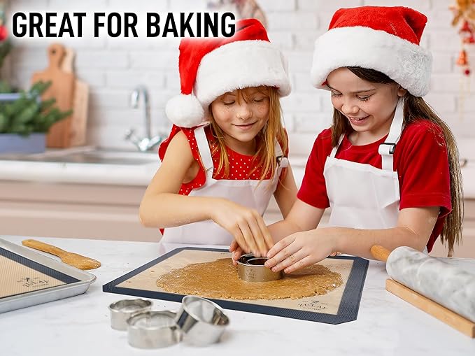 Zulay Kitchen 16.5"x11.6" 2-Pack Silicone Baking Mat - Reusable Nonstick Baking Sheet - Dark Gray