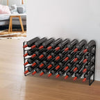 TONLEA 4 Tier Wine Rack, 32 Bottle Storage, Stackable Wine Rack for Cabinet Pantry (Dark Black)