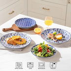 Sweejar 10.5 Inch Ceramic Dinner Plates Set, Large Porcelain Dessert Plates, Microwave & Dishwasher Safe Party Plates for Salad, Pasta, Meat Steak, Set of 6(Vintage Blue)